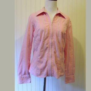 CAbi Top Size M Style #330 Pink Striped Zip Front